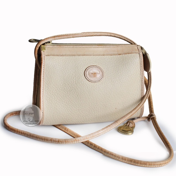 Vintage Dooney & Bourke Bag Small Zip Top Crossbody Bag Bone AWL with Fob - Picture 1 of 10
